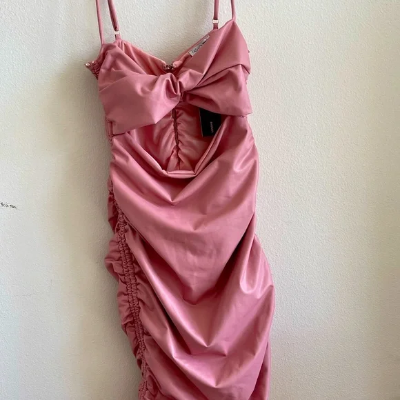 Fashion Nova | Dresses | Brand New Fashion Nova Pink Faux Leather Midi Dress  | Poshmark
